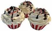 DEZICAKES Fake Cupcakes & Cake Artificial Food Set of 3 Fake Peppermint Drizzle