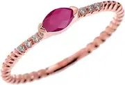 [Dainty and Elegant Gold Rings] 10k Rose Gold Dainty Diamond and Marquise Ruby Rope Design Stackable/Proposal Ring