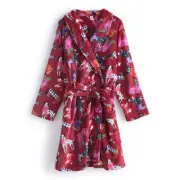 Vera Bradley Plush Fleece Robe HOLIDAY HOUNDS Dogs Large L/XL Large V398
