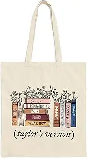 [RIVERICH] Taylor Reusable Cotton Canvas Tote Bag, Pop Singer Merch Shoulder Bag Large Shopping Tote Bag Shopping Grocery Bag Beach Bag Gifts