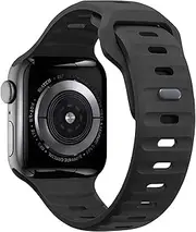 Compatible with Apple Watch Band 46mm 49mm 45mm 44mm 42mm Bands for Men Women,Unique Rugged Design Silicone Sport Strap Wristband for iWatch Ultra 2/1 Series 10/9/8/7/6/5/4/3/2/1/SE Black