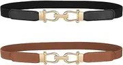 [JASGOOD] Plus Size Women Leather Belt Black Casual Waist Belt for Jeans Pants with Metal Pin Buckle