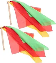 SECFOU 1 Pair Waist Drum Drumsticks Rhythmic Dance Ribbon for Ribbon Sticks Imitation Silk Dance Ribbon Gymnastics Ribbon Gymnastics Art Ribbon Streamers Sticks Ribbon Dancer