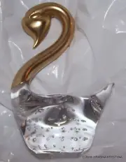 CRYSTAL SWAN CONTROLLED BUBBLE 24K GOLD DIPPED HEAD NEW MINT