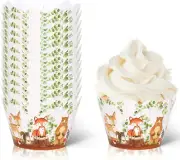 Whaline 36Pcs Woodland Creatures Cupcake Wrappers Forest Animal Cupcake Liner...