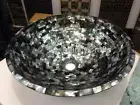 Wash Basin Overlaid with Semi Precious Gemstone Round Marble Vanity Van Sink