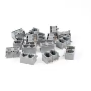 15 x Gray 2-Port RJ12 6P6C 6 Round Pin Network Ethernet PCB Jacks Socket Gray