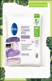 NIVEA Sensitive Biodegradable Cleansing Wipes 25 Pack FREE DELEVERY AU