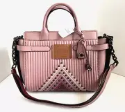 COACH Colorblock Handbag Double Swagger Quilting Dusty Rose Pink NWT