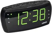 Lenoxx Large Number Clock Radio - Black, 4.6cm LED Display, Hi/Lo' Dimming, Eye-Catching Green LED, Easy-to-Read Numbers for Effortless Awakening - Black