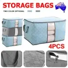 Blue/Grey Foldable Storage Bag Cloth Quilt Blanket Toy Organizer Zipper Box AUS