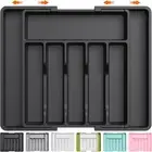 Lifewit Cutlery Drawer Organiser, Expandable Utensil Tray for Kitchen, Black