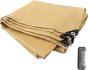 90% Sunblock Shade Cloth UV Resistant Net Sun Mesh Shade Canopy with Grommets Outdoor Shade Mesh Cover Tarp for Greenhouse Garden Patio Backyard Plants (Beige 5m x 5m/16.4ft X 16.4ft