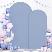 FOTSHARER Dusty Blue Arch Covers 7.2 and 6FT Arch Backdrop Cover Set of 2 Spandex Arch Covers Stretchy Backdrop Wedding Arches Stand Covers for Party Birthday Baby Shower Banquet Ceremony Decor