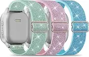 [Folavii] 3 Pack Stretchy Nylon Compatible with Gizmo Watch Adventrue 3 3 2 1/Gabb Watch 3e 3 2 1/SyncUP Kids Watch & Cosmo JrTrack 4/3/2 SE/2/JrTrack Band, 20mm Solo Loop Soft Strap for Boys Girls