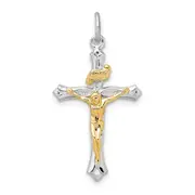Sterling Silver Rhodium-Plated & Gold Tone Crucifix Pendant