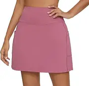 [Sugar Pocket] Women's Active Athletic Skort Tennis Skirt with Shorts Pockets Golf Skort Pockets Gym Running Skort