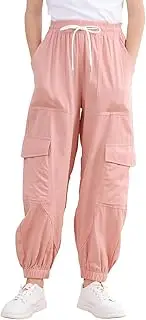 [LIFAky] Girls Cargo Pants Hip Hop Dance Pants Cotton Elastic Waist Multi Pockets Parachute Jogger Sweatpants Size 5-16