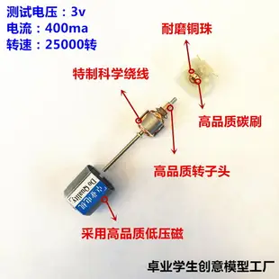 廠家高轉速碳刷小馬達軸長55mm 玩具電機usb風扇微型直流碳刷130