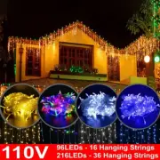 13~80ft LED Icicle Lights Fairy String Curtain Lights Christmas Xmas Party Decor