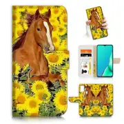 ( For Optus X Delight 2 ) Wallet Flip Case Cover AJ24501 Horse Sunflower