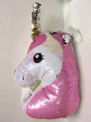 Capelli New York Unicorn Sequin Throw Pillow Decor NWT 12"x 10"