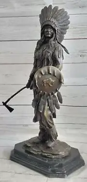 Mario Nick's Masterpiece Sioux Chief Indian Warrior Bronze Sculpture Statue Sale