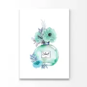 Light Green Blue Perfume Print 100% Australian Made 60x90cm (Stretched Canvas)