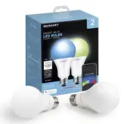 MERKURY Innovations Smart Wi-Fi LED Bulb Dimmable, White 9w=60w 800 Lumens 2pack