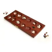 Games Wooden Mancala Board Game Cherry Finish with Real Stones 13” Wood Game