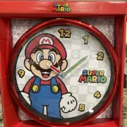 Super Mario Wall Clock New Red Rim 11.5" Round clock wall clock hanging