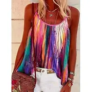 Women's Camisole Tank Top Tie Dye Bohemia Vintage Daily Sleeveless Strap Scoop Neck Regular Tops Daily Backless Print Pink Blue Fuchsia Summer Spring