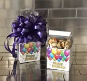 Happy Birthday Reese’s Peanut Butter Cups Gift Basket-Box Wrapped & Purple Bow