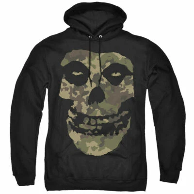 Misfits Camo Skull Hoodie Sweatshirt Mens Licensed Rock N Roll Retro Band Black