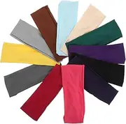 [GANAZONO] 12 Pcs Sweat Absorbing Headbands Elastic Comfortable Hair Accessories for Running Yoga and Workouts Breathable for Performance