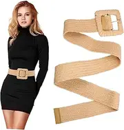 [NIYANGLE] Woven Wide Waist Belt for Women Elastic Design Durable Craftsmanship for Dresses and Jeans Stylish Buckle Versatile Accessory for Every Outfit