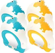 4Pcs Shower Caps Adjustable Shampoo Hats with Fun Dinosaur Design Hair Washing Guard for Eye and Ear Protection for Bathing and Hair Cutting