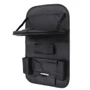 Leather Travel Car Seat Organizer Foldable Back Storage with iPad Tray