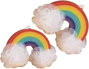IMIKEYA 2pcs Rainbow Bath Sponge for Soft Gentle Loofah Balls for Bathing Skin Friendly Exfoliating Washcloths Luxurious for Fun Cleaning