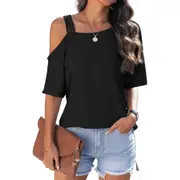 Off-Shoulder Loose Ladies Button Top
