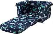Keezi Kids Sofa 1 Seater Children Flip Open Couch Lounger Armchair Dinosaur Navy