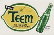 TEEM LEMON LIME SODA POP PEPSI CANADA 24" HEAVY DUTY USA MADE METAL ADV SIGN