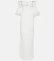 [Rebecca Vallance] Rebecca Vallance Bridal Plume feather-trimmed crêpe gown UK 4 white