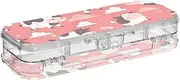 [Amooorous] Flying Cow Pink Heart Designed Plastic Pencil Box Clear 2 Layer Hard Pens Case For Art Supplies With Lid