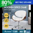 ALFORDSON Wooden Office Chair Computer Chairs Bentwood Seat Leather White