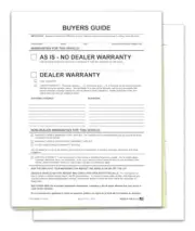 As-Is File Copy Buyers Guide for Car Dealerships - 2-Part Carbonless Forms