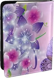 [JEJEA] Pink Butterfly Print Travel Organizer Credit Cards Case Passport BookPassport Holder Cover Wallet forTraveling,, Black, One Size