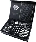 Gold Silverware Set, 24 Pieces Flatware Set, Stainless Steel Utensils Service