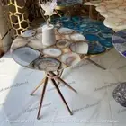 Natural Agate Console Side Round Table Top, Stone Agate Handmade Furniture Decor