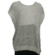 EILEEN FISHER Moon Gray Sparkle Linen Blend Web Tunic Sweater Top S